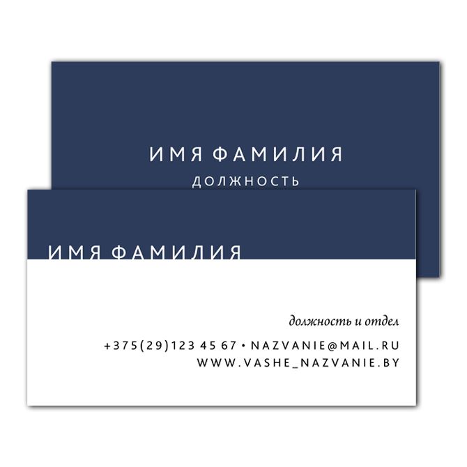 Business cards are standard Blue minimalism