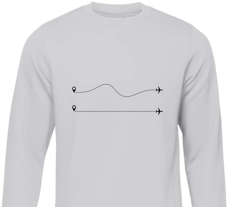 Sweatshirts The path of the aircraft with a dotted line
