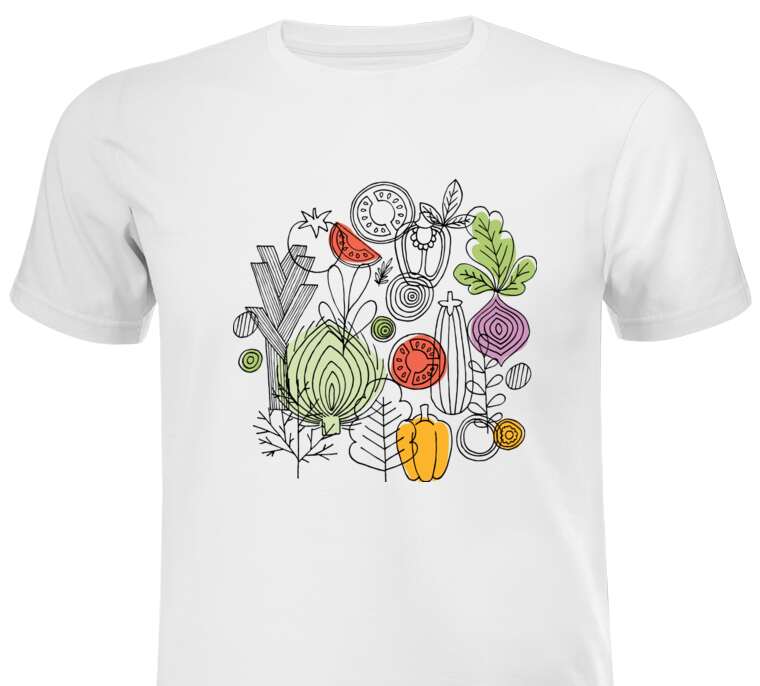 Майки, футболки Овощи круглая композиция