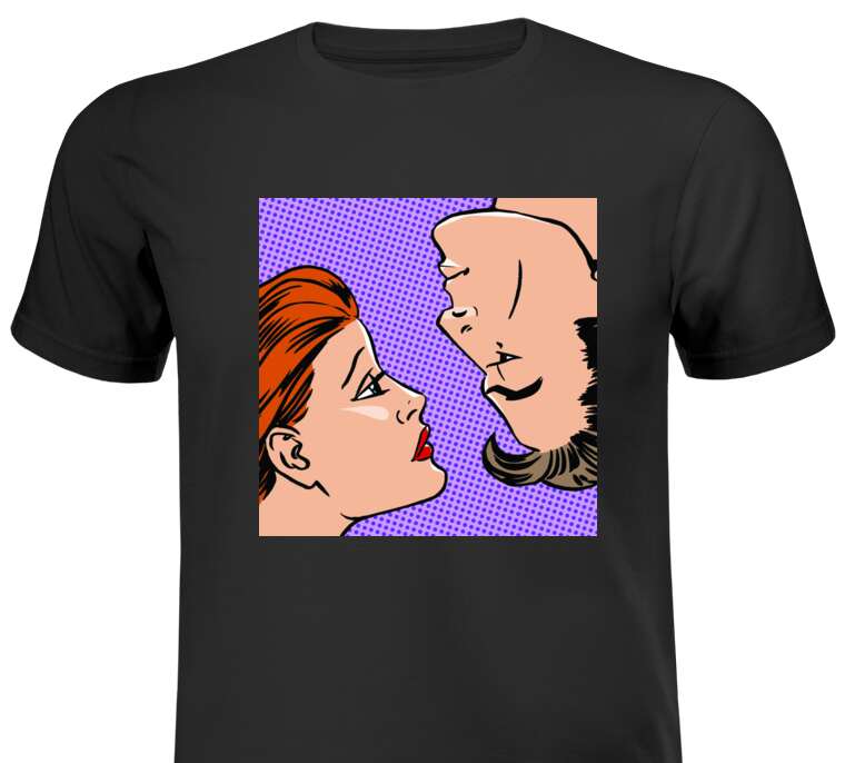 T-shirts, T-shirts Face man and woman in the style of a comic book
