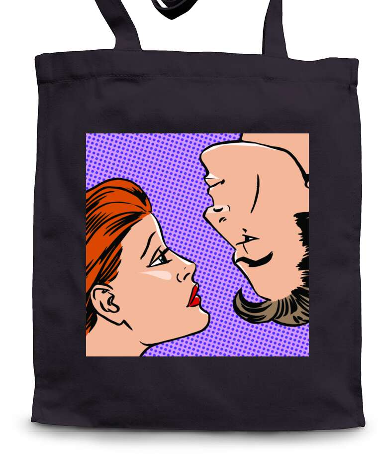 Сумки-шопперы Face man and woman in the style of a comic book