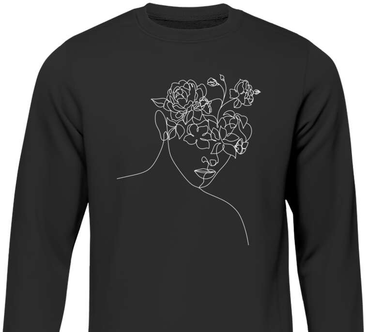 Sweatshirts Female face flower image