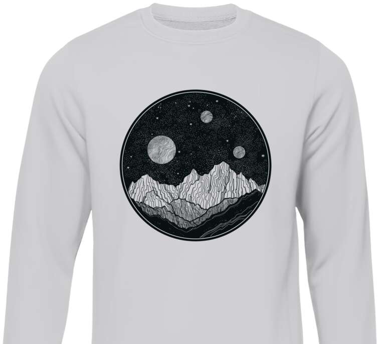 Sweatshirts Night landscape in the style of engravings