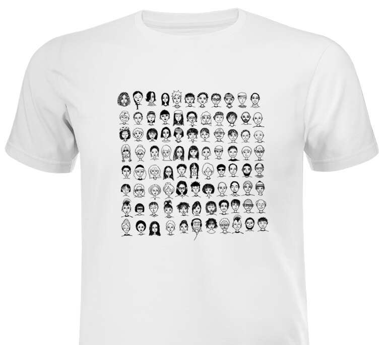 T-shirts, T-shirts Face in black and white