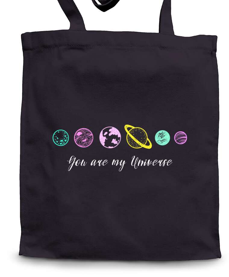 Shopping bags The planet and the inscription You are my Universe
