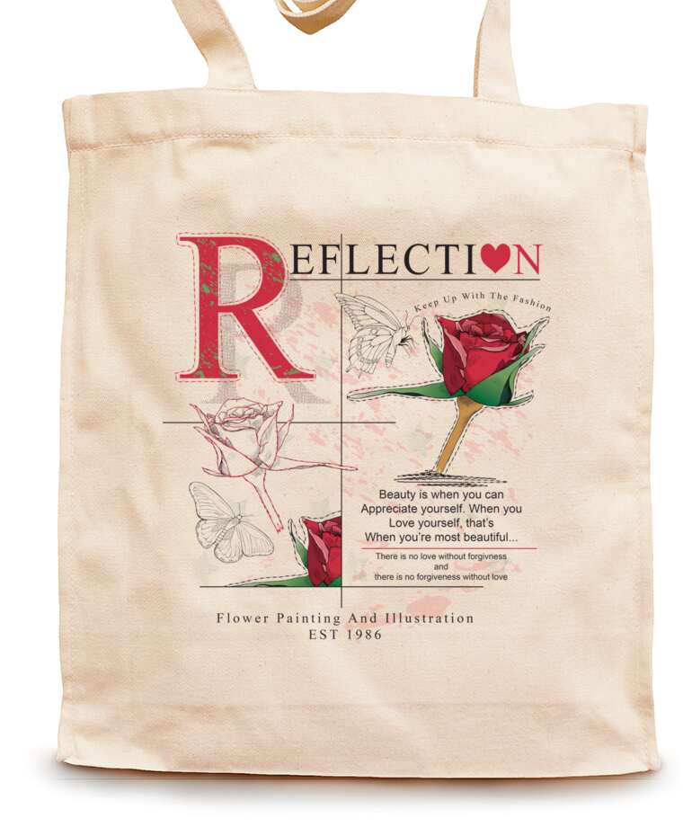Shopping bags Roses and text
