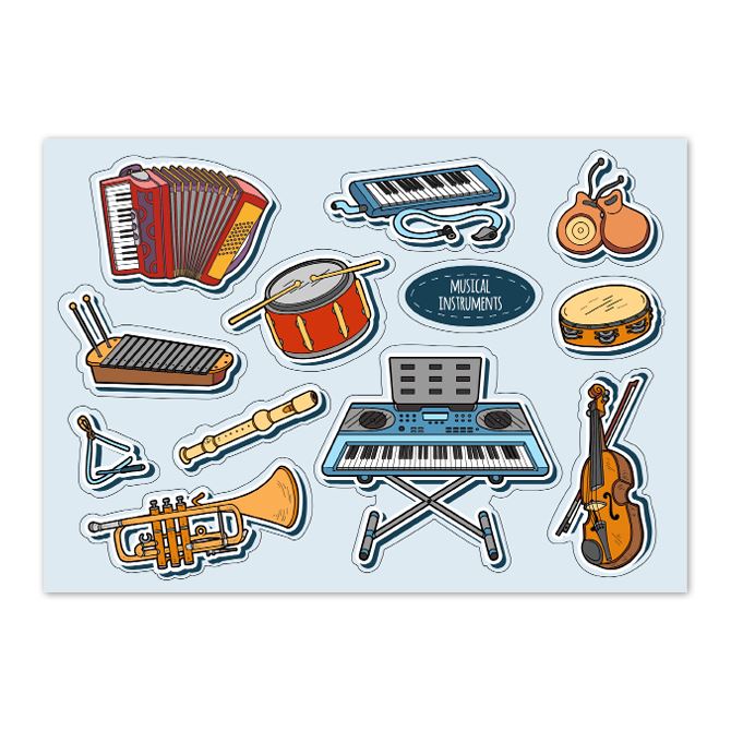 Stickers, laptop stickers Musical drawn