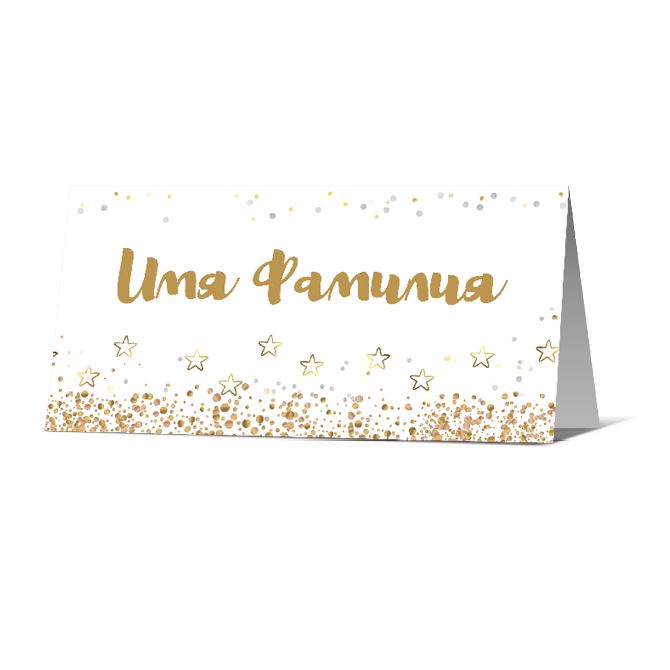 Guest seating cards Confetti and stars on a white background
