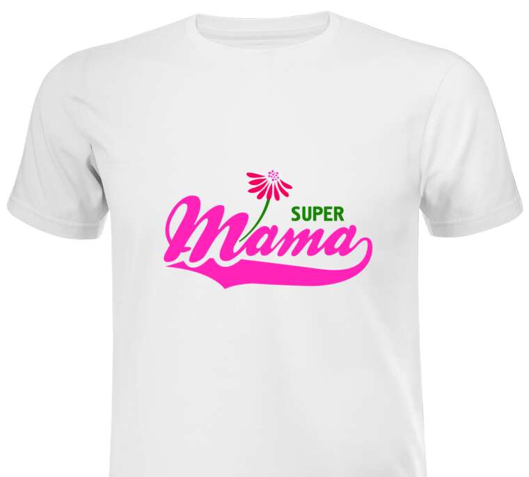 T-shirts, T-shirts Super mama inscription and flower