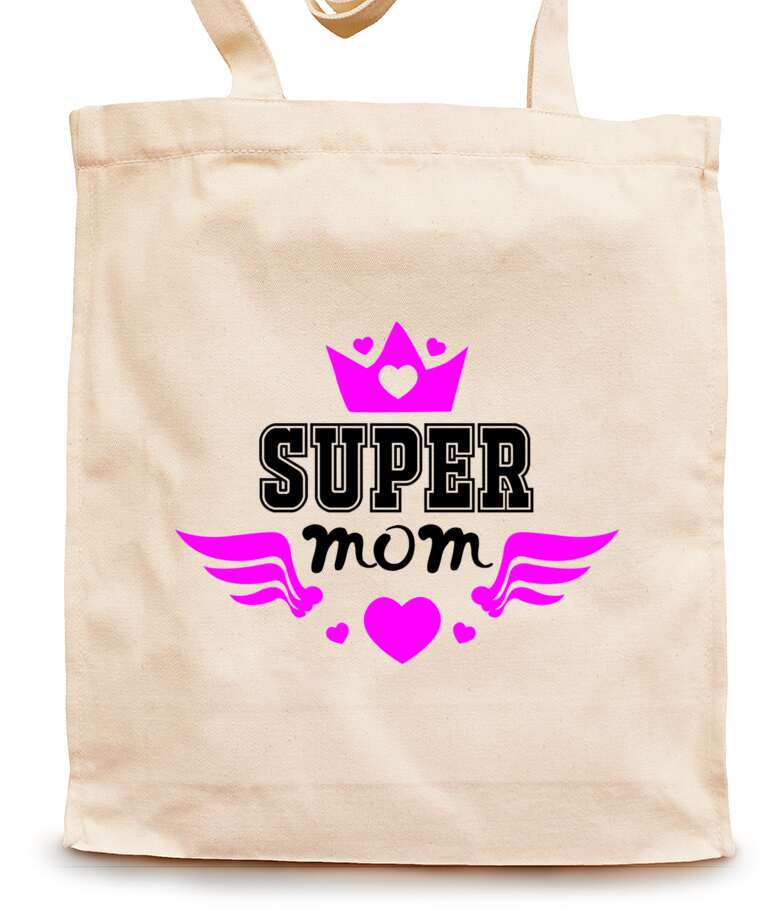 Shopping bags Super mom black and pink