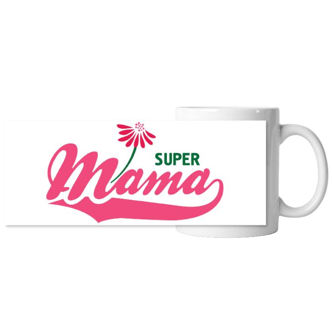 Mugs Super mama inscription and flower