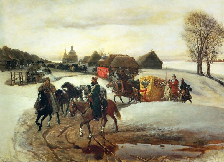 Репродукции картин The Tsaritsa 's spring train on a pilgrimage under Tsar Alexei Mikhailovich