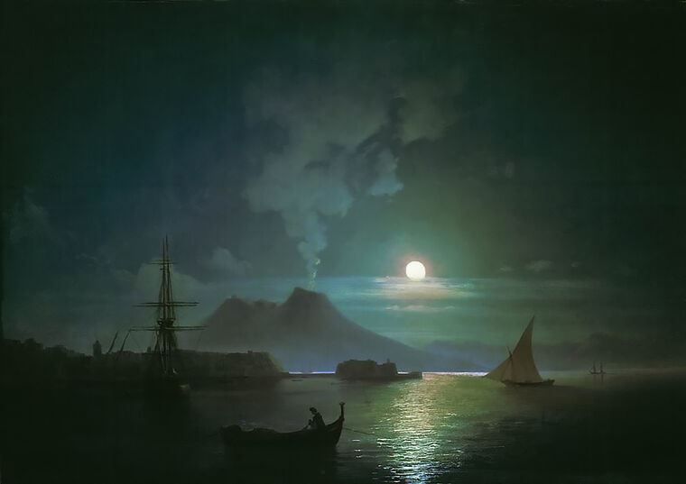 Репродукции картин Naples on a moonlit night. Vesuvius
