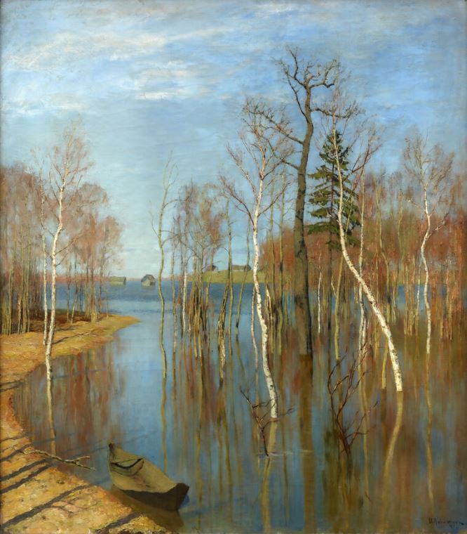 Paintings Spring. Big water