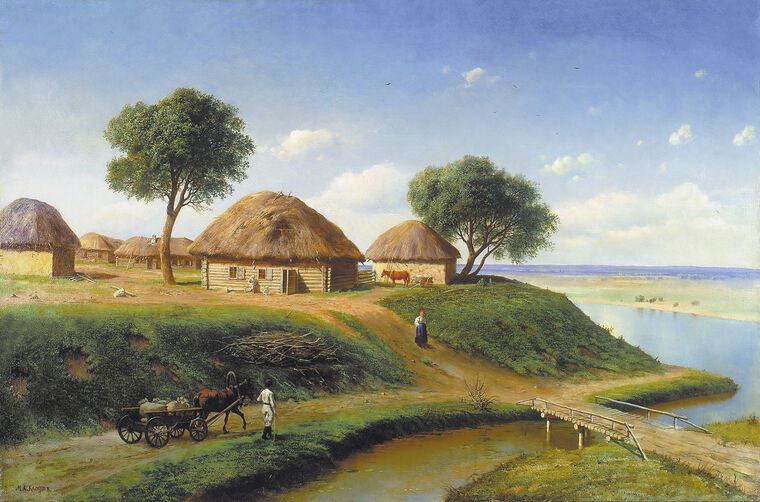 Репродукции картин Village by the river