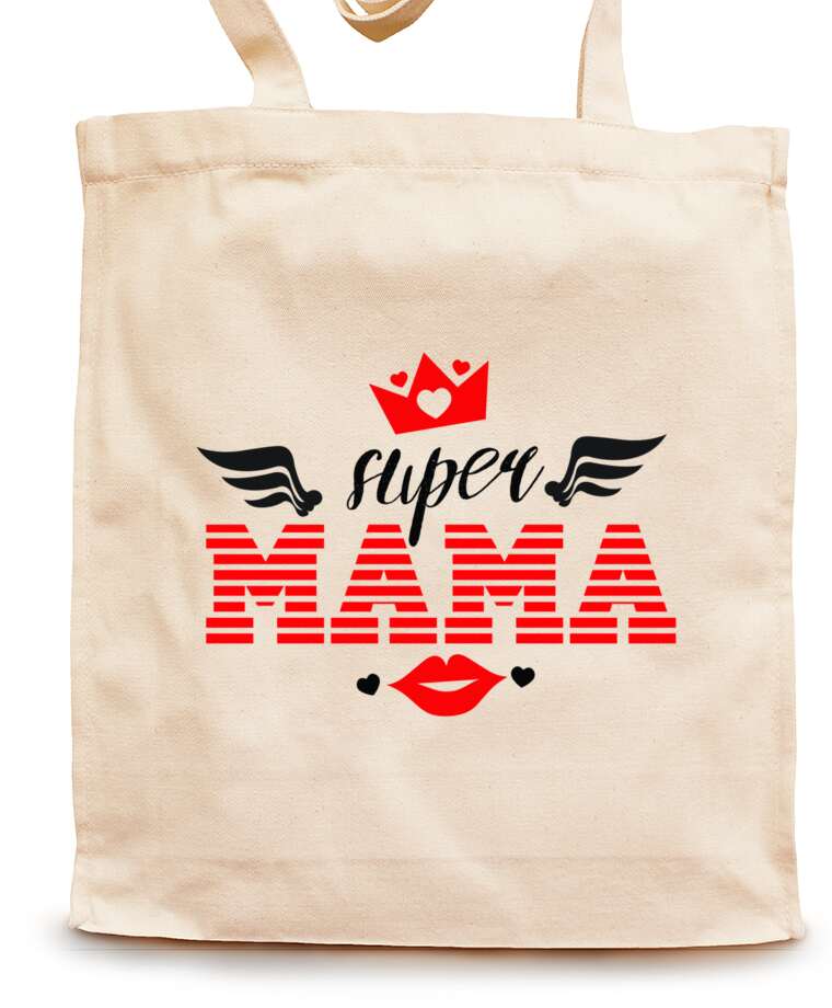 Shopping bags Super mama with a crown