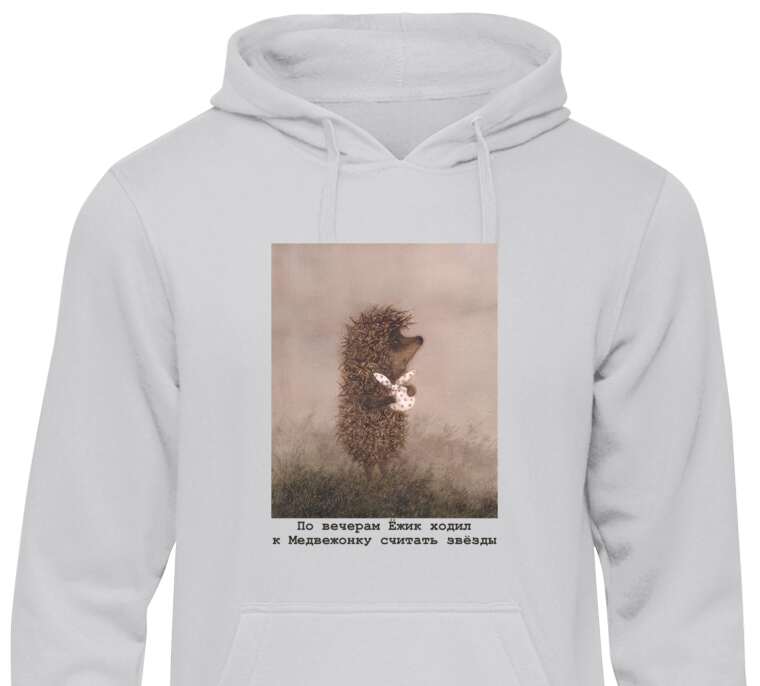 Hoodies, hoodies Hedgehog in the fog with a knot in his paws