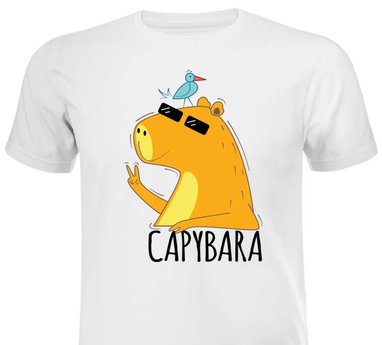 Майки, футболки Cool capybara with glasses