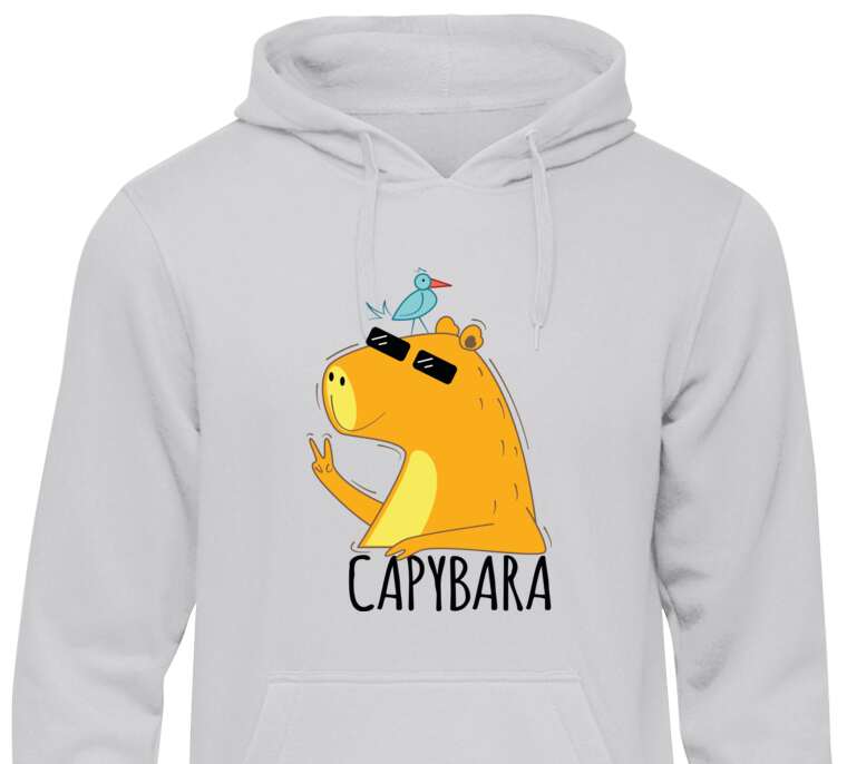 Толстовки, худи  Cool capybara with glasses