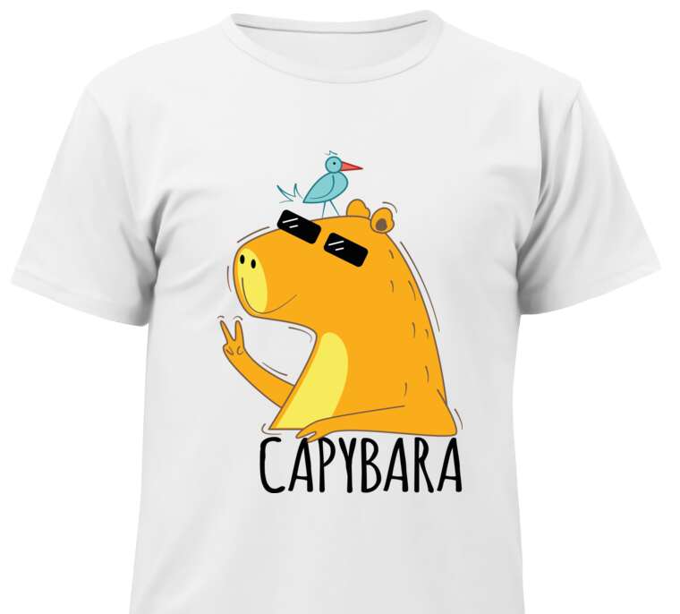 Майки, футболки детские Cool capybara with glasses