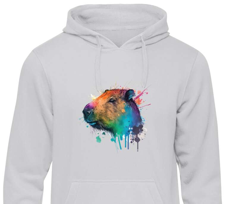 Толстовки, худи  Multicolored capybara watercolor blots