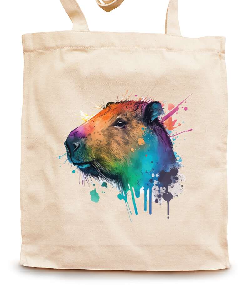 Shopping bags Multicolored capybara watercolor blots