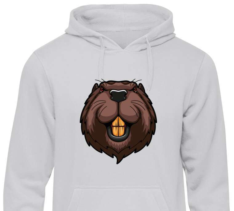 Hoodies, hoodies Portrait of a beaver logo with powerful teeth