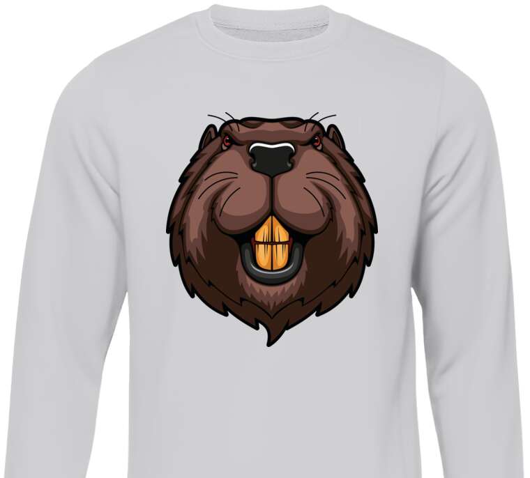 Sweatshirts Portrait of a beaver logo with powerful teeth