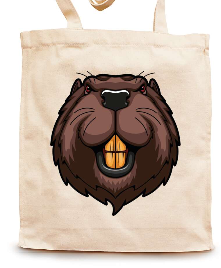 Shopping bags Portrait of a beaver logo with powerful teeth