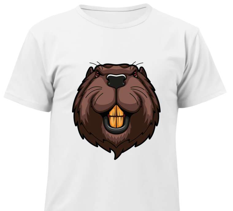 Майки, футболки детские Portrait of a beaver logo with powerful teeth