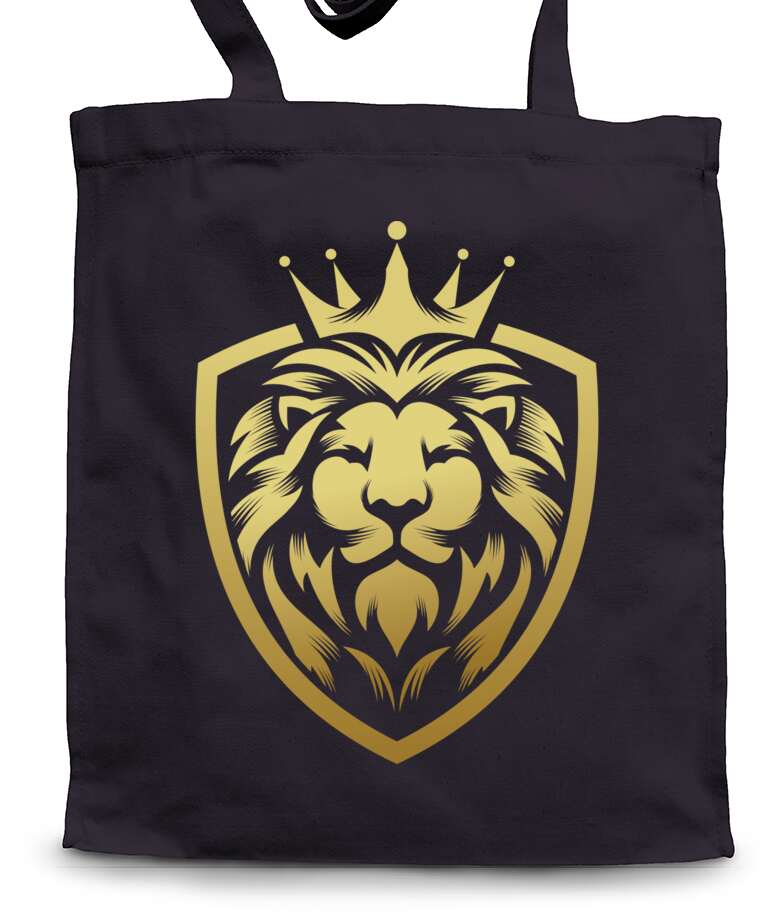 Сумки-шопперы The golden logo is a lion in a crown in the shape of a shield coat of arms