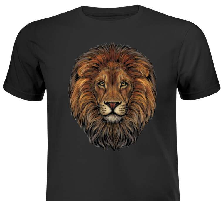 T-shirts, T-shirts Realistic portrait of a lion with a gorgeous mane