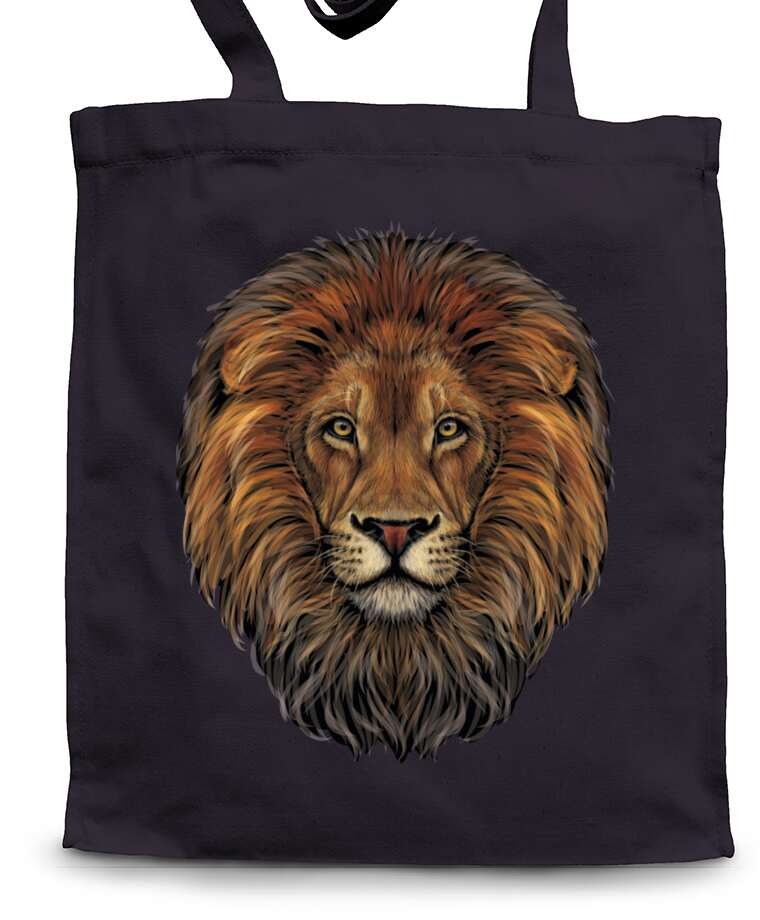 Сумки-шопперы Realistic portrait of a lion with a gorgeous mane