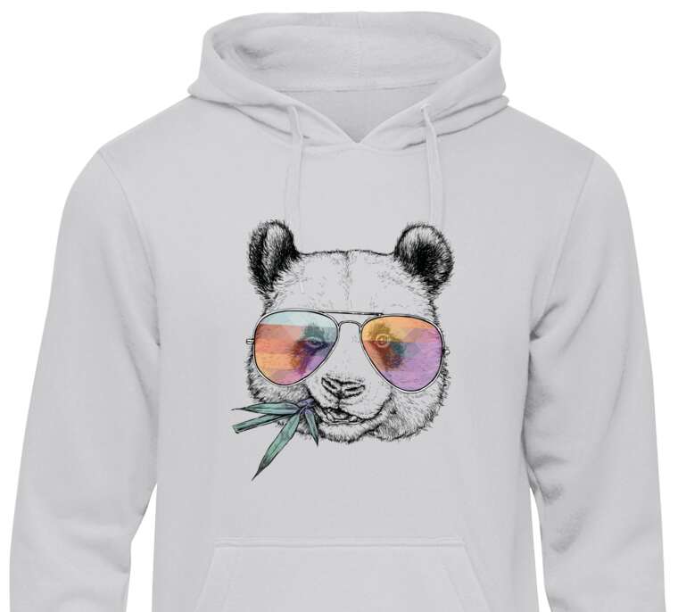 Толстовки, худи  Panda in colored glasses with a bamboo branch