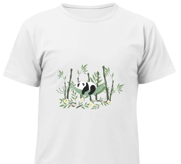 T-shirts, T-shirts for children Panda in a hammock among bamboo