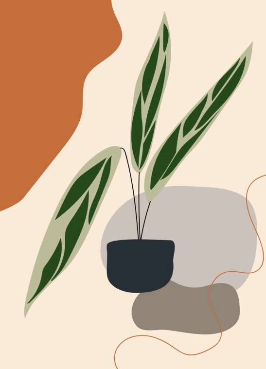 Репродукции картин The abstraction of a potted plant is minimalistic