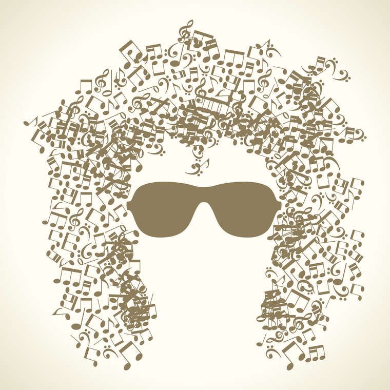 Репродукции картин A face with a hairstyle made of musical notes