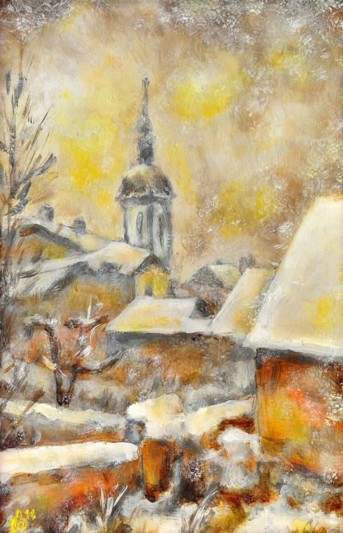 Картины Snow-covered roofs of a winter city