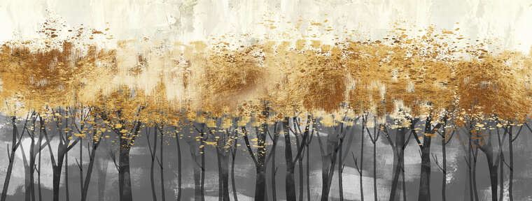 Картины Серые деревья с золотой кроной