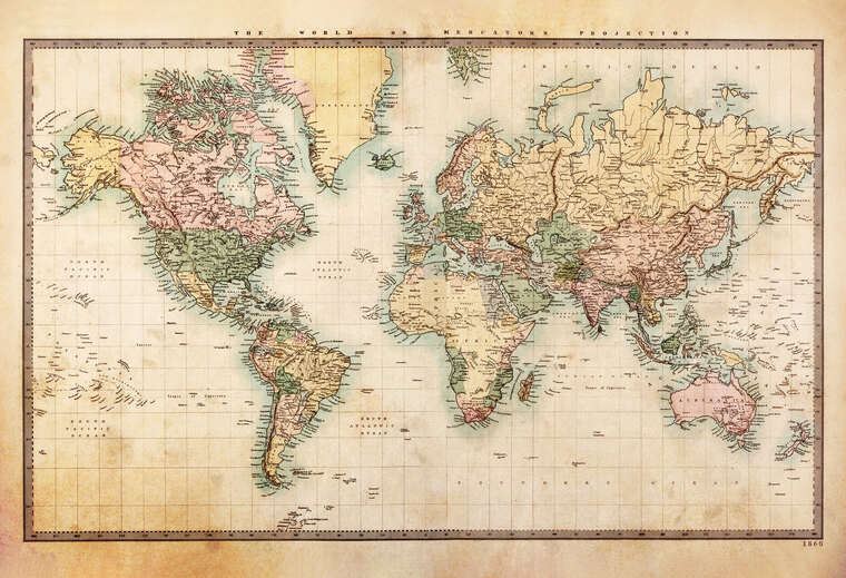 Картины World Map 1860
