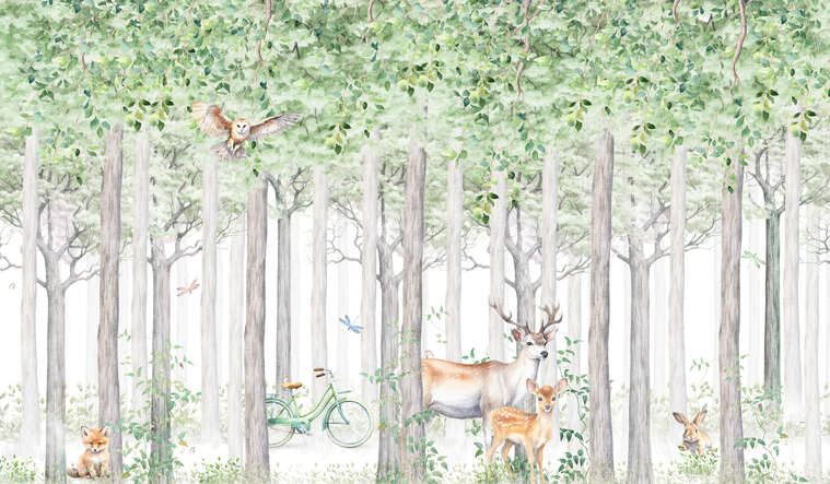 Картины Summer forest with animals