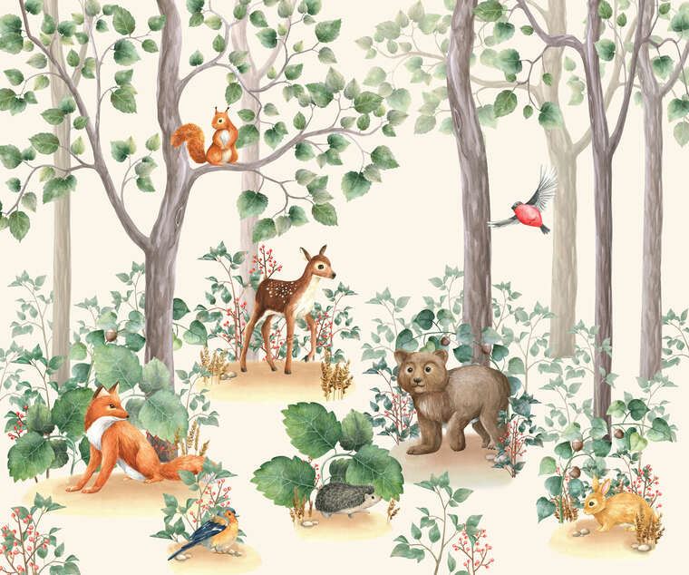 Картины Лесные животные в акварельном стиле
