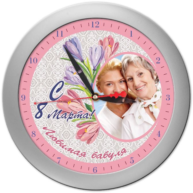 Часы настенные Нежно-розовые с цветами