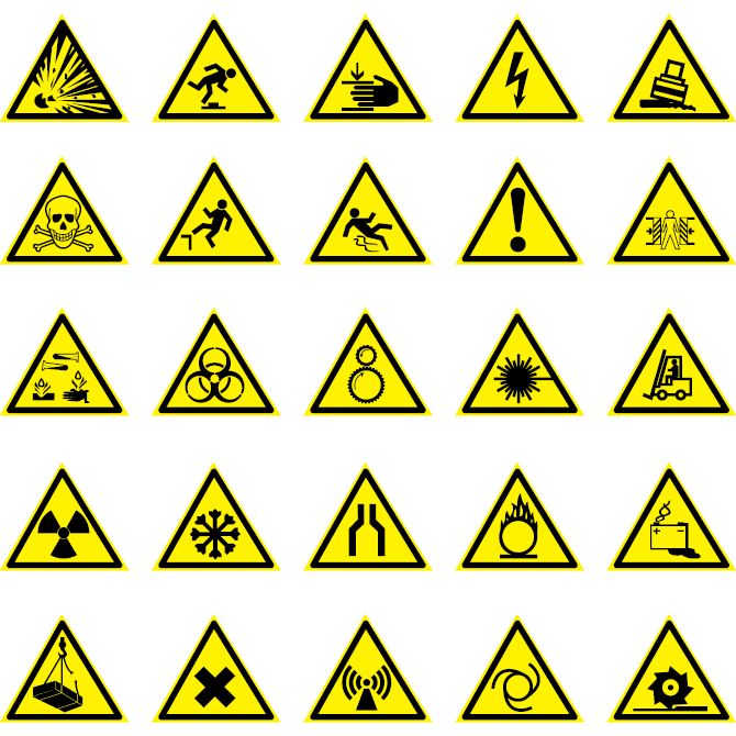 Таблички информационные, указатели, транспаранты Warning signs.