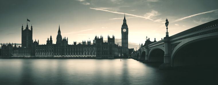 Фотообои Биг-Бен и здание парламента в Лондоне, панорама в сумерках