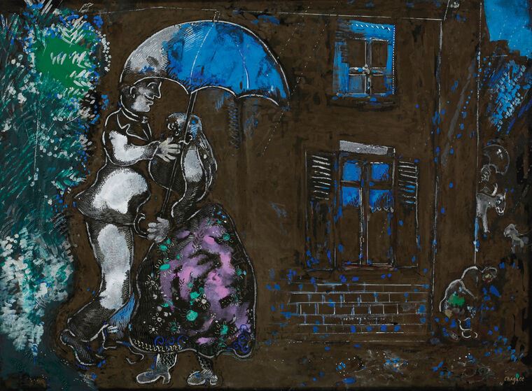 Картины Marc Chagall Couple Sous La Pluie