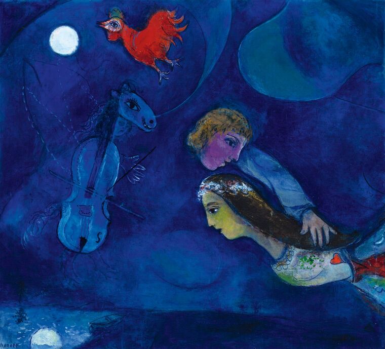 Картины Marc Chagall, Coq Rouge Dans La Nuit