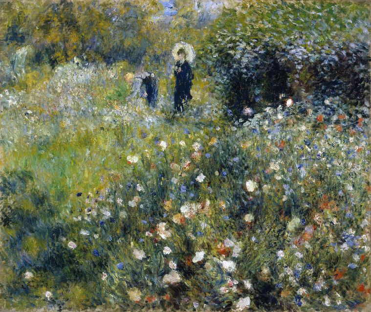 Картины Pierre Auguste Renoir Woman with Parasol in the Garden at Summer