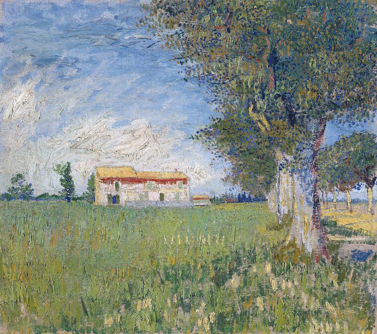 Картины Vincent van Gogh Farmhouse in a Wheat Field