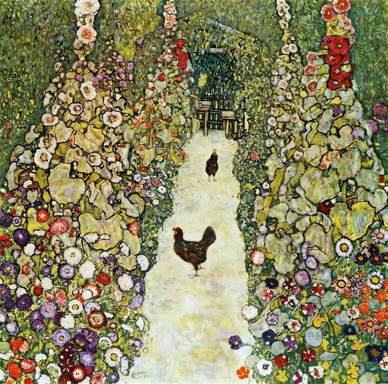 Картины Gustav Klimt Garden Path with Hens